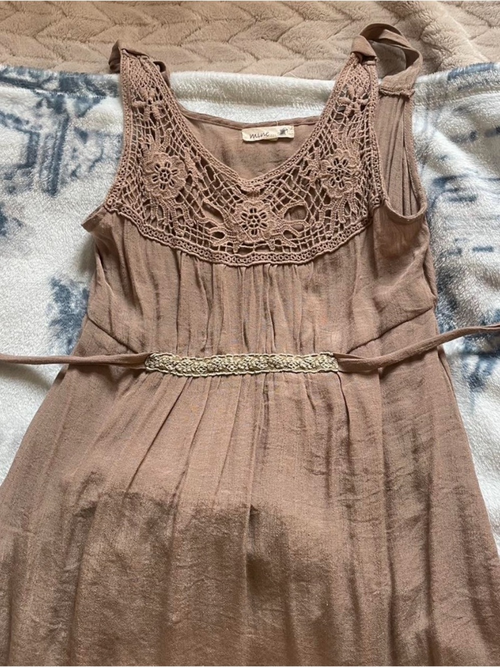 Miuccia  Yoke Brown Tank Dress Can be used as vintage long shirt